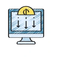 Illustrated monitor with transfer arrows.